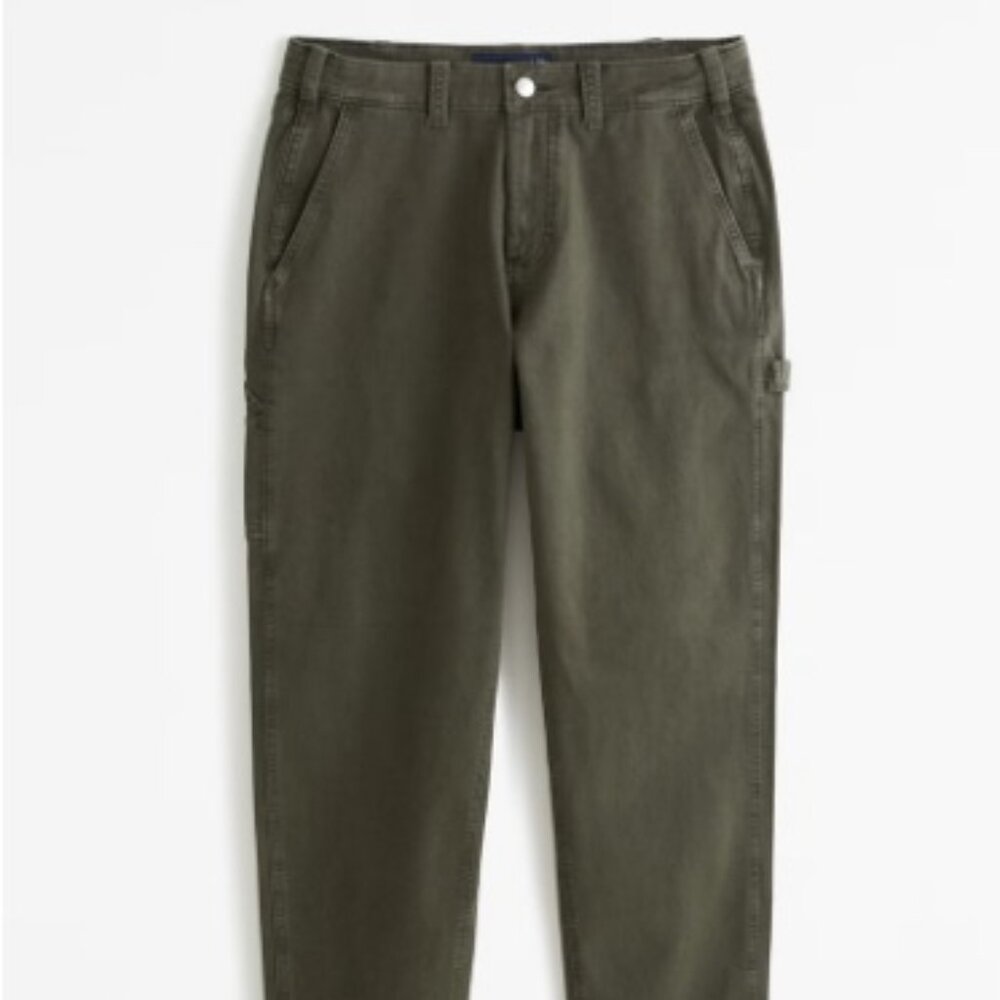 Men's Loose Workwear Jean - Olive Green - Abercrombie & Fitch